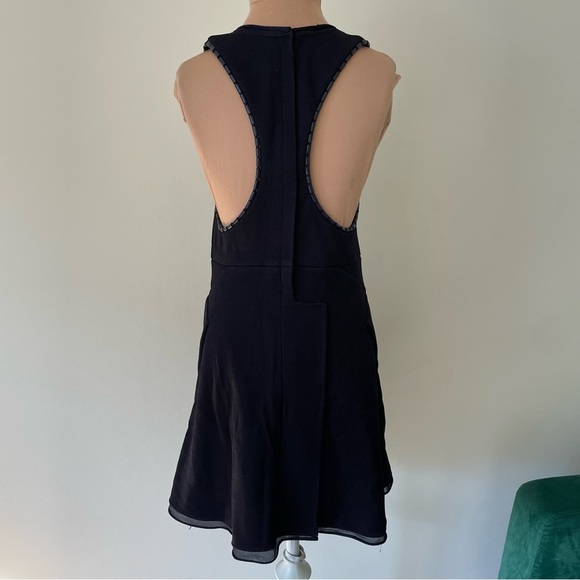 Calvin Klein Collection Marine Blue Cully Heavy Knit Leather Trim Mini Dress L - Picture 7 of 12
